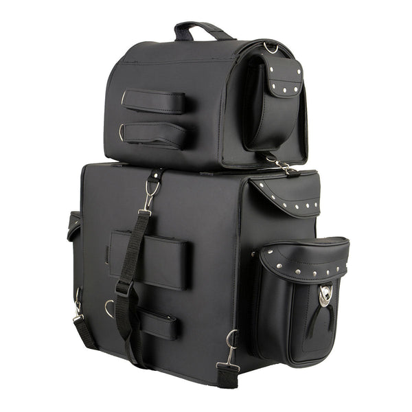 Milwaukee Leather SH660 Large Black 2-Piece PVC Motorcycle Touring Bag Pack