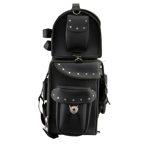 Milwaukee Leather SH660 Large Black 2-Piece PVC Motorcycle Touring Bag Pack