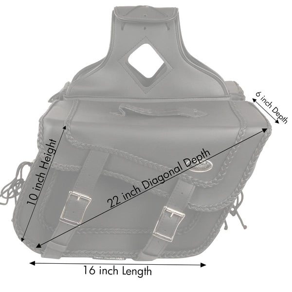Milwaukee Leather SH665ZB Black Large Braided Zip Off PVC Throw Over Motorcycle Saddlebags