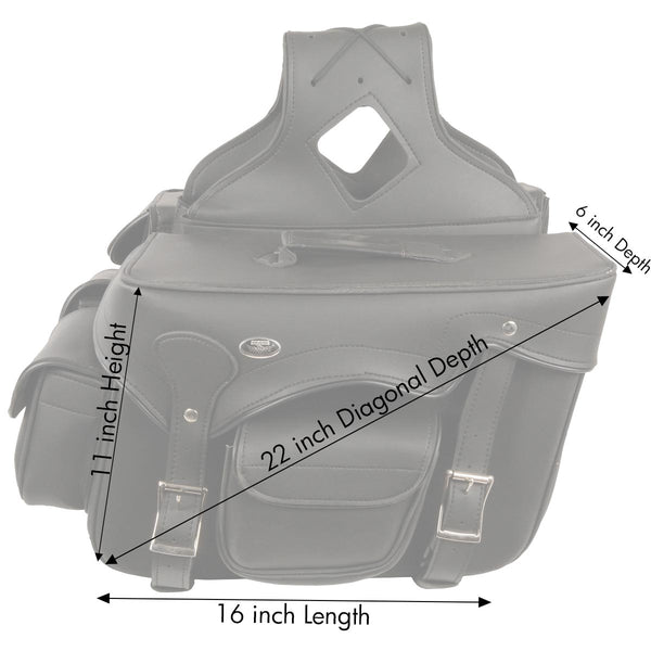 Milwaukee Performance SH666ZB Black PVC Double Front Pocket Throw Over Saddlebags with Reflective Piping