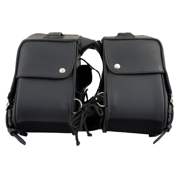 Milwaukee Leather SH66901ZB Medium Size Black PVC 2-Strap Throw Over Saddlebags w/ Reflective Piping