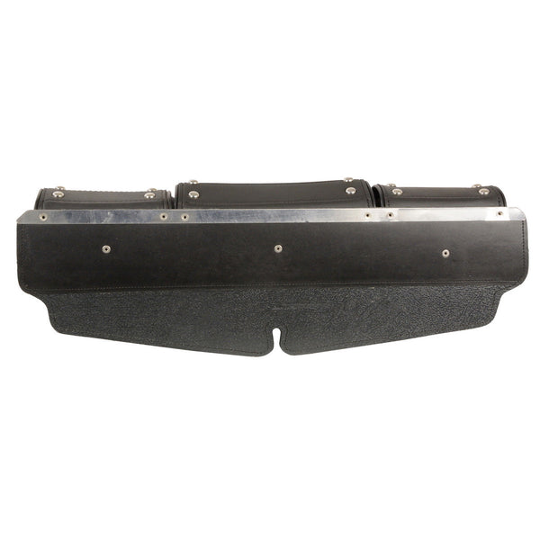 Milwaukee Leather Performance SH671 Black Large Studded Triple Pocket Windshield Mount Bag with Turn Clasps