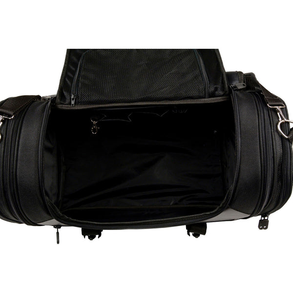 Milwaukee Leather SH694 Large Black Textile and PVC Duffel Style Motorcycle Rack Bag
