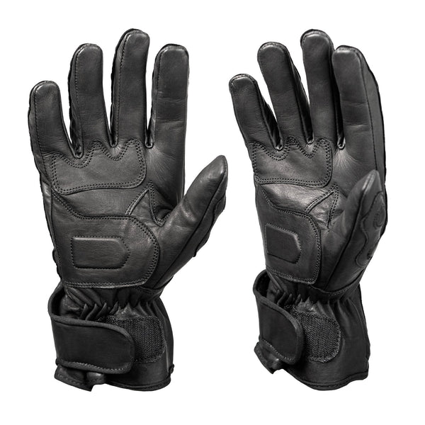Milwaukee Leather Men's Black Leather Waterproof Gauntlet Motorcycle Hand Gloves-Extra Grip Reinforced Gel Palm SH813
