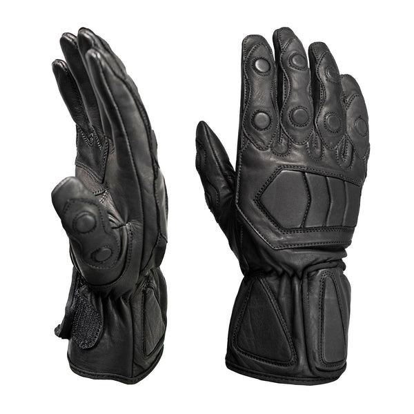 Milwaukee Leather Men's Black Leather Waterproof Gauntlet Motorcycle Hand Gloves-Extra Grip Reinforced Gel Palm SH813
