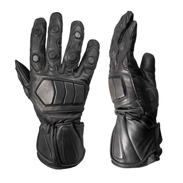Milwaukee Leather Men's Black Leather Waterproof Gauntlet Motorcycle Hand Gloves-Extra Grip Reinforced Gel Palm SH813