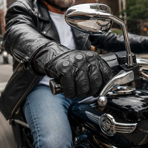 Milwaukee Leather Men's Black Leather Waterproof Gauntlet Motorcycle Hand Gloves-Extra Grip Reinforced Gel Palm SH813