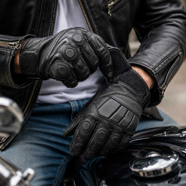 Milwaukee Leather Men's Black Leather Waterproof Gauntlet Motorcycle Hand Gloves-Extra Grip Reinforced Gel Palm SH813