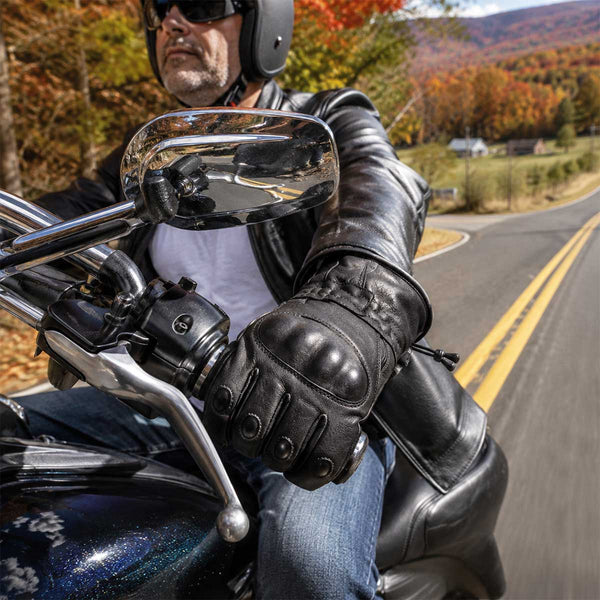 Milwaukee Leather SH815 Men's Black Leather Waterproof Gauntlet Gloves with Hard Knuckles