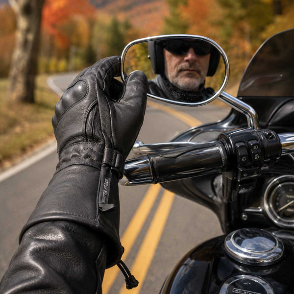 Milwaukee Leather SH815 Men's Black Leather Waterproof Gauntlet Gloves with Hard Knuckles