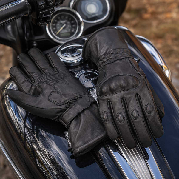 Milwaukee Leather SH815 Men's Black Leather Waterproof Gauntlet Gloves with Hard Knuckles