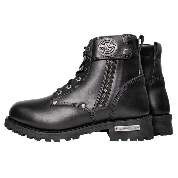Milwaukee Leather Men's Sprocket Black Leather Lace-Up Motorcycle Boots - MBM9012