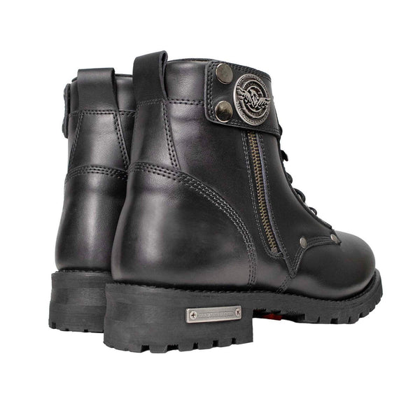 Milwaukee Leather Men's Sprocket Black Leather Lace-Up Motorcycle Boots - MBM9012