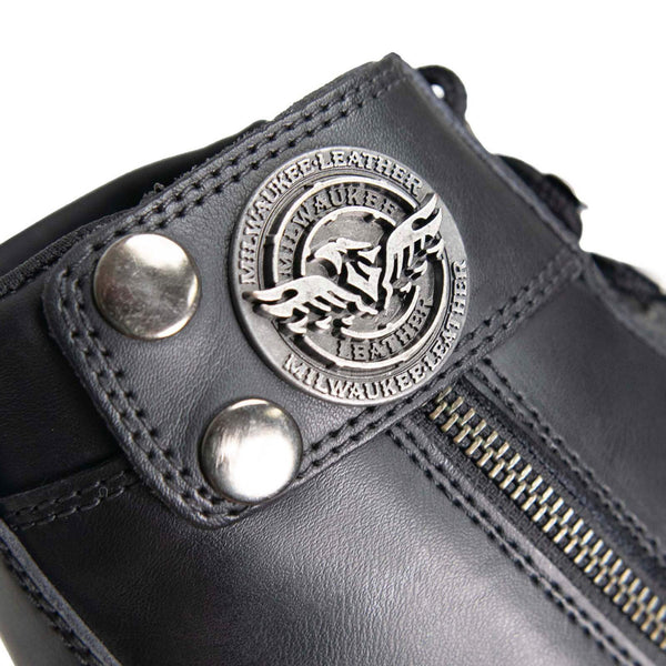 Milwaukee Leather Men's Sprocket Black Leather Lace-Up Motorcycle Boots - MBM9012