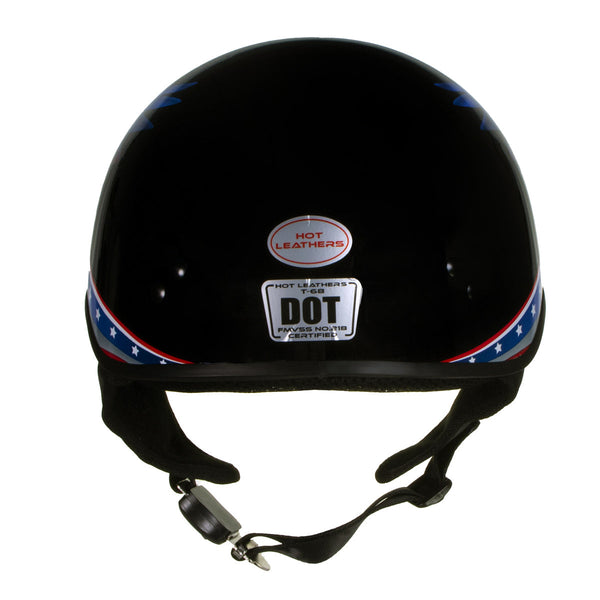 Hot Leathers HLT68 Eagle Wings Black Advanced DOT Approved Motorcycle Skull Cap Half Helmet