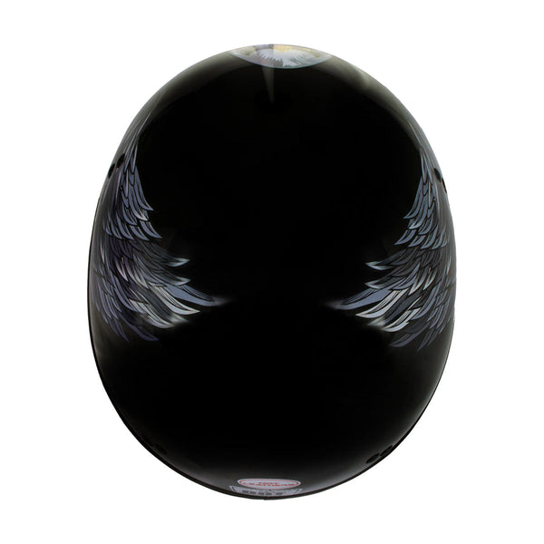 Hot Leathers HLT68 Eagle Black Advanced DOT Approved Motorcycle Skull Cap Half Helmet Biker