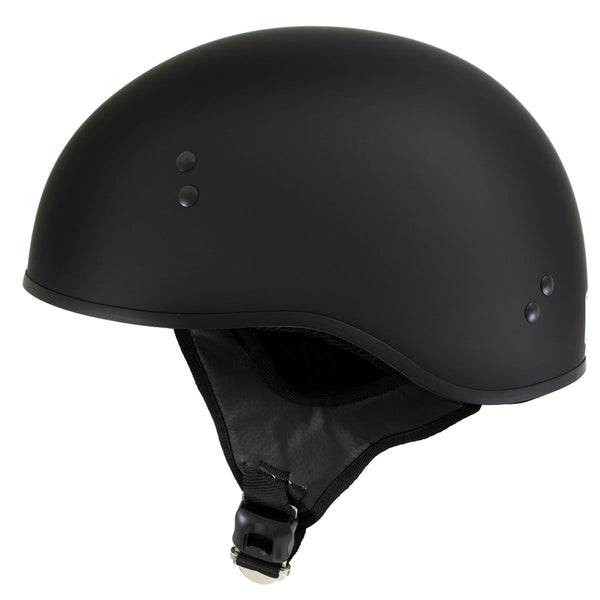 Hot Leathers Flat Matte Black Motorcycle Skull Cap Half Helmet DOT Approved HLD1001
