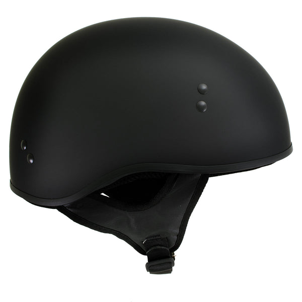 Hot Leathers Flat Matte Black Motorcycle Skull Cap Half Helmet DOT Approved HLD1001