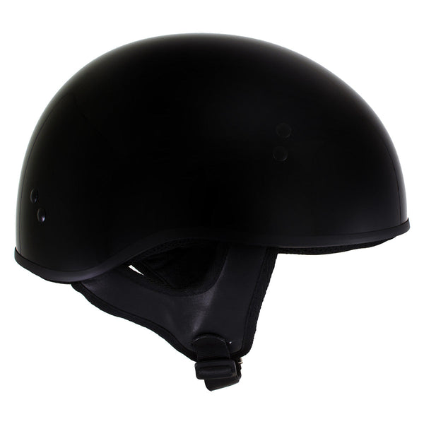 Hot Leathers HLT68 Gloss Black The O.G. Advanced DOT Skull Cap Motorcycle Half Helmet Biker