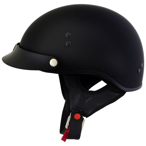 Hot Leathers HLT70 Stealth Flat Matte Black Motorcycle DOT Skull Cap Classic Half Helmet