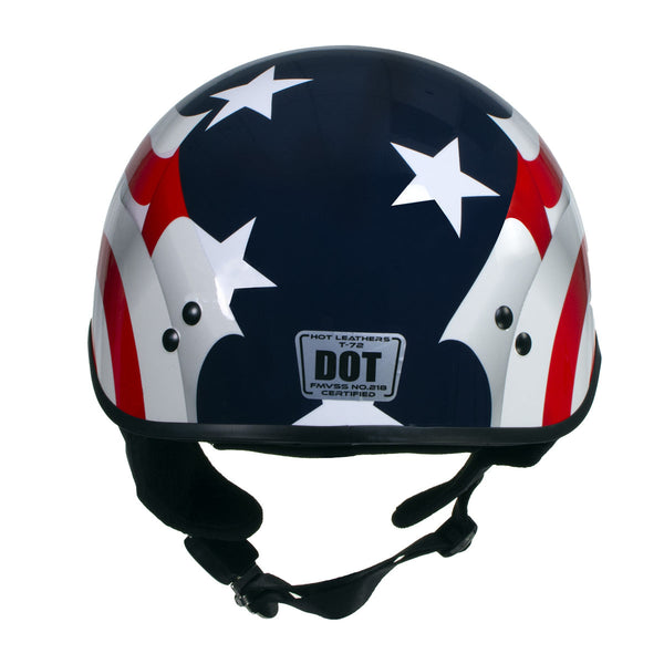 Hot Leathers T72 Blue Flag Advanced DOT Motorcycle Half Helmet Biker w/ Drop Down Visor