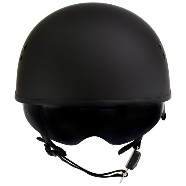 Hot Leathers T72 Black Widow Flat Black Motorcycle Half Helmet Biker w/ Drop Down Visor