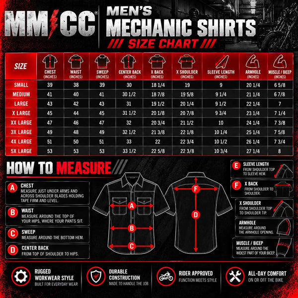 MMCC Men's Cool Shift Mechanic Vented Work Shop Shirt - MMC16013