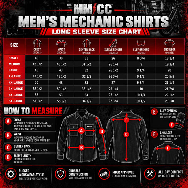 MMCC Men's Octane Gray Orange Poly-Blend Mechanic Shirt - MMC16001