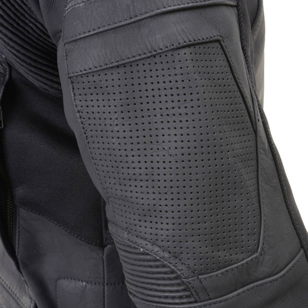 Milwaukee Leather LKM17014 Men's Matte Black Premium Leather Protective Motorcycle Racing Style Biker Jacket w/ CE Armor