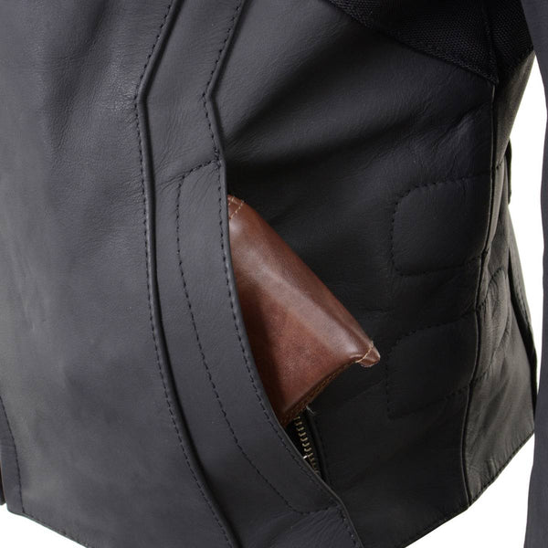 Milwaukee Leather LKM17014 Men's Matte Black Premium Leather Protective Motorcycle Racing Style Biker Jacket w/ CE Armor