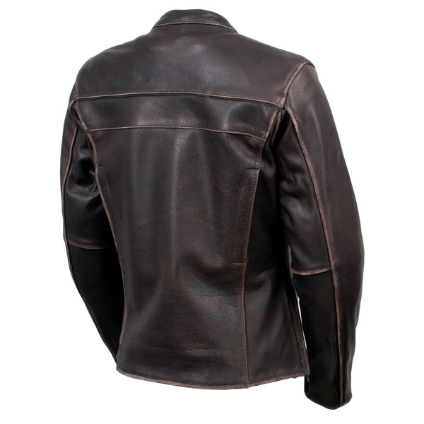 Milwaukee Leather LKL27006 Women's Premium Distress Brown Leather Motorcycle Biker Jacket w/ CE Armor Protection
