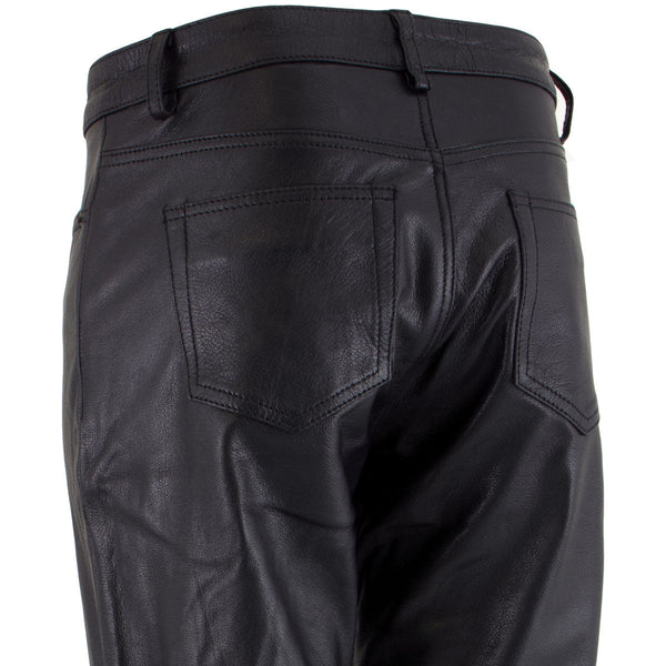 Milwaukee Leather LKM5719 Women's Black Buffalo Leather Motorcycle Riding Pants, Boot Cut, Unhemmed