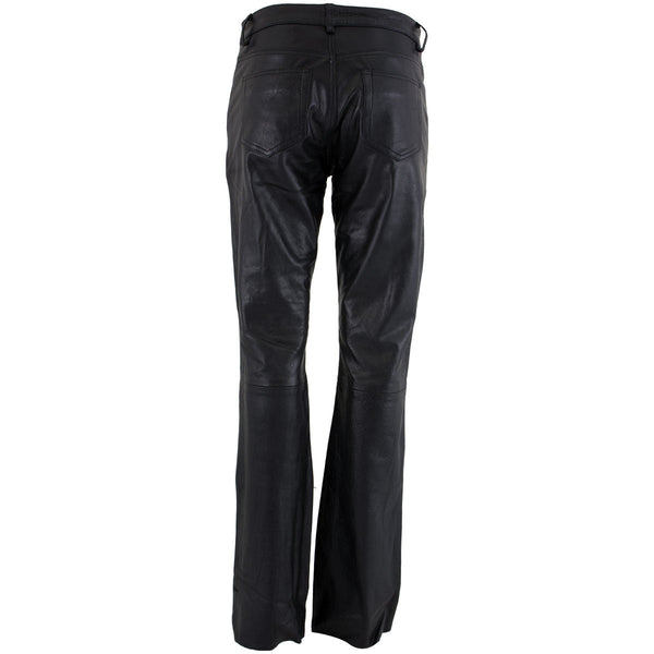Milwaukee Leather LKM5719 Women's Black Buffalo Leather Motorcycle Riding Pants, Boot Cut, Unhemmed
