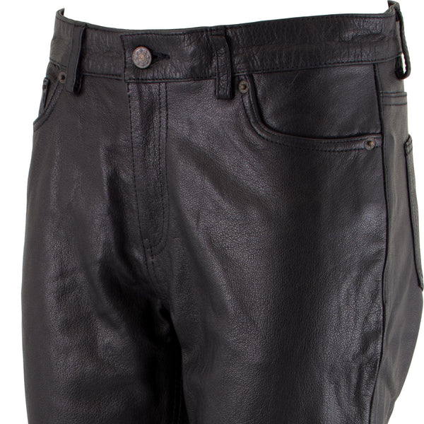 Milwaukee Leather LKM5719 Women's Black Buffalo Leather Motorcycle Riding Pants, Boot Cut, Unhemmed
