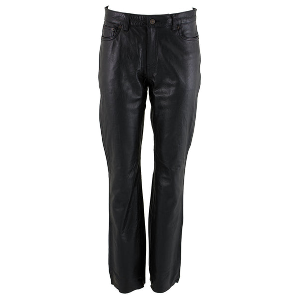 Milwaukee Leather LKM5719 Women's Black Buffalo Leather Motorcycle Riding Pants, Boot Cut, Unhemmed