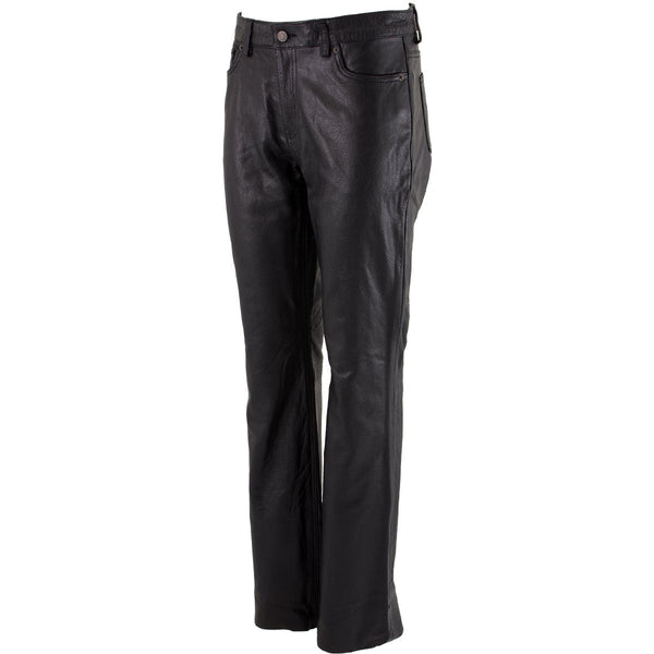 Milwaukee Leather LKM5719 Women's Black Buffalo Leather Motorcycle Riding Pants, Boot Cut, Unhemmed