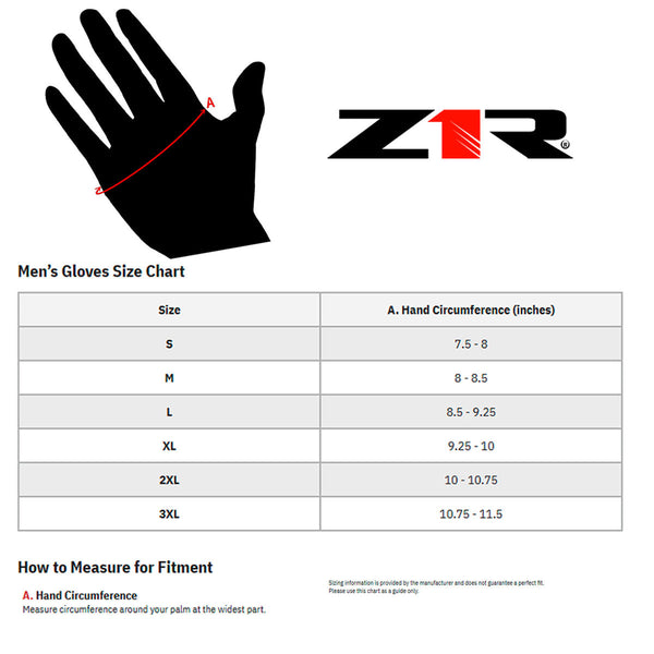 Z1R Men's Black Premium Deerskin Leather Motorcycle Riders Gloves w/ Cinch Wrist Closure