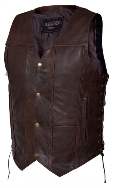 Mens 10 Pocket RETRO Brown Vest