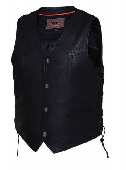 Mens TALL Traditional Snap Vest Plain Sides