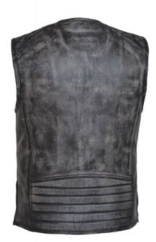 Mens Zippered Vest in Grey AMARILLO Premium Leather