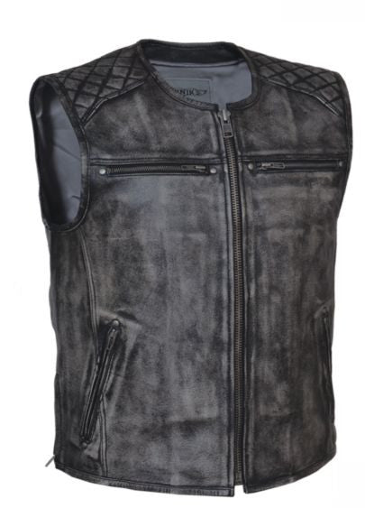 Mens Zippered Vest in Grey AMARILLO Premium Leather