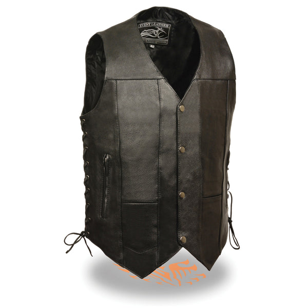 Men’s  Black 10 Pocket Side Lace Vest