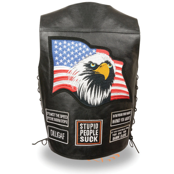 Men’s Black Side Lace Eagle& Flag Pre-Patched Vest