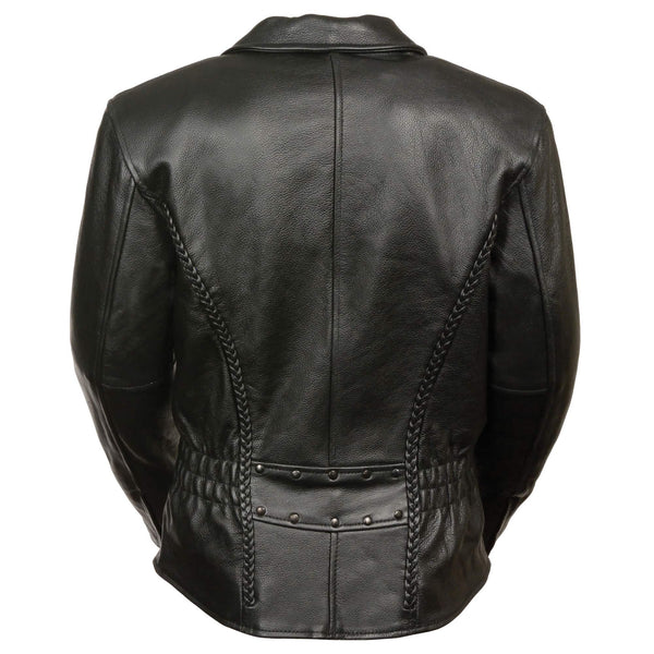 Women’s leather Jacket with Braid & Stud Back Detailing