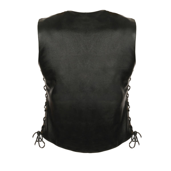 Women’s Black Snap Front Side Lace Vest