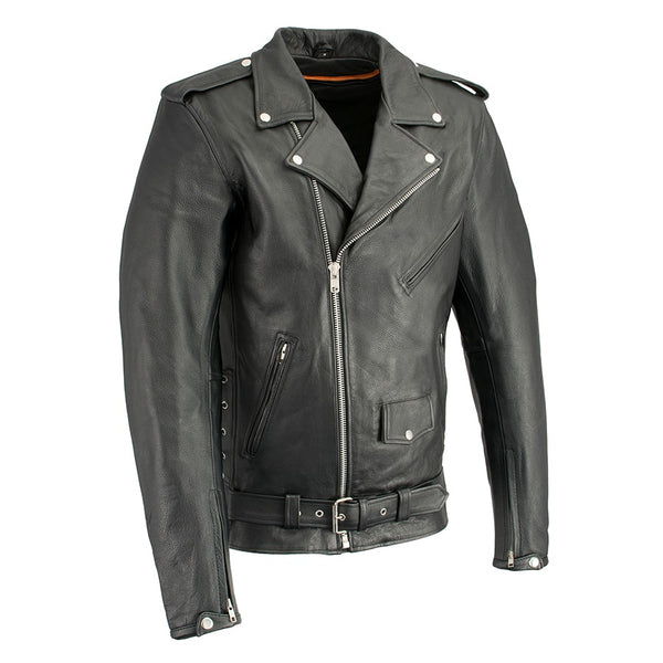 Men’s TALL//Clasic  Side Lace Police Style M/C Jacket w/ Gun Pockets