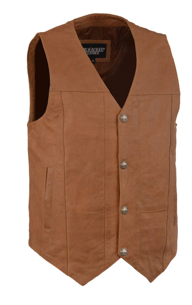 Men’s Western Style Plain Side Vest w/ Buffalo Snaps