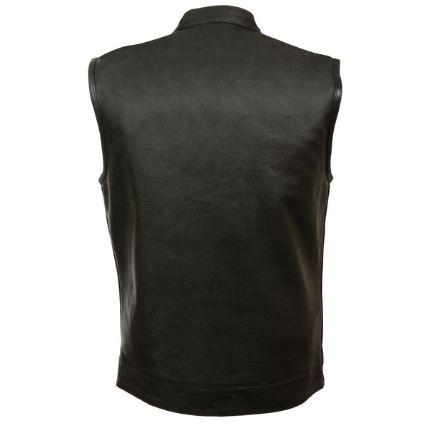 Men’s Black Open Neck Snap/Zip Front Club Style Vest