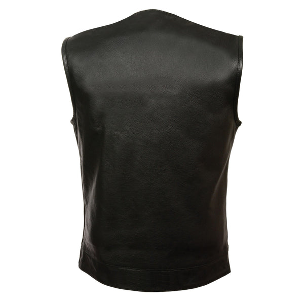 Men’s Black Collarless Snap/Zip Front Club Style Vest