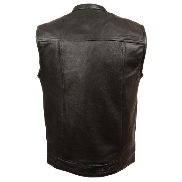 Men’s Black Snap Collar Concealed Snap Club Style Vest